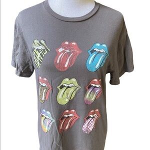 Rolling Stones Women’s Boyfriend Graphic T-Shirt Multi Color Icon Lips Logo